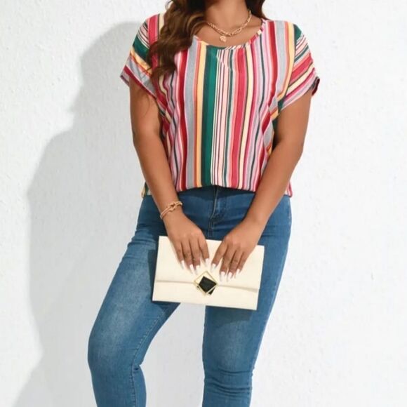 Plus size colorful Striped top sz 4X - Picture 4 of 6